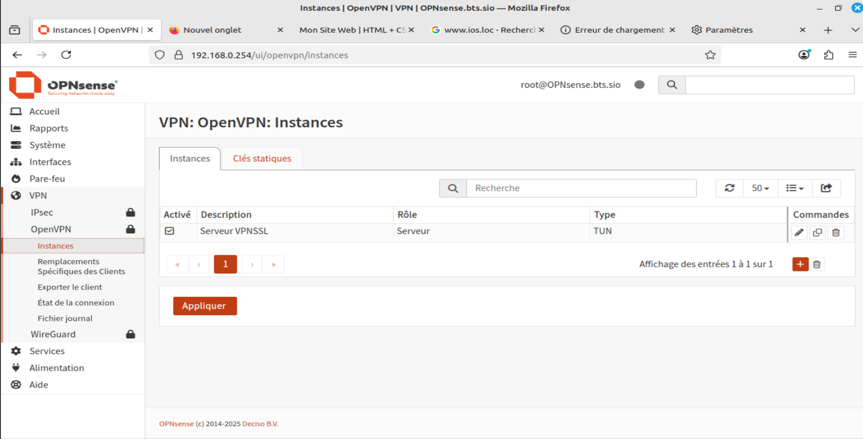 TP OPNsense – Déploiement et Sécurisation d'un Pare-feu
